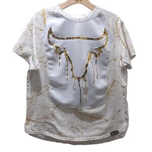 Switch Remarkable Gold Paint Splatter Bull Longhorn Cotton T-shirt Men's Size XL